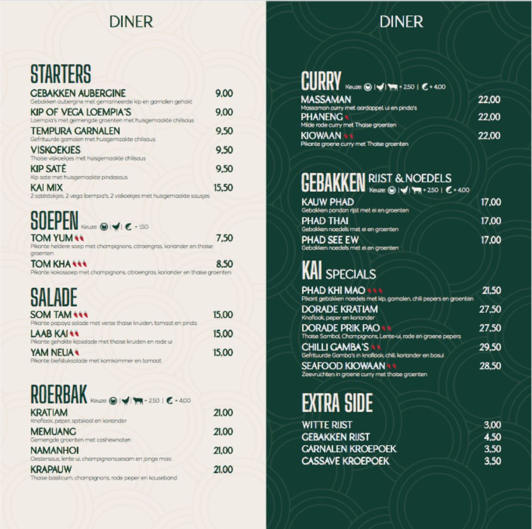 Menu 2026 - Restaurant Kai in Amstelveen | TheFork