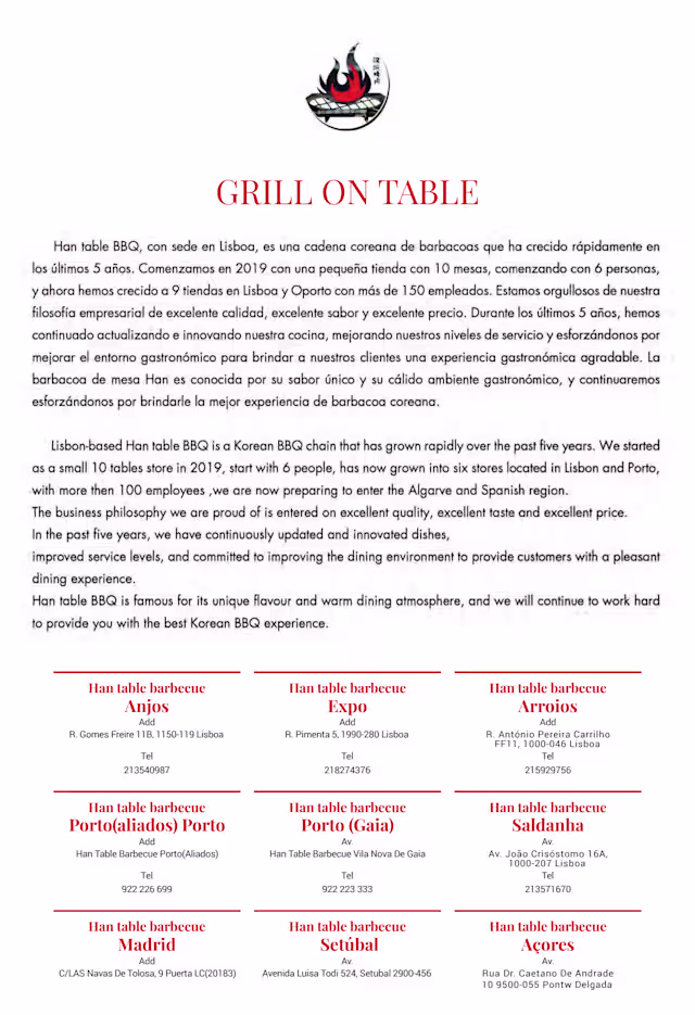 Han Table Menu Menu 2026 - Han Table Barbecue - Vigo in Vigo | TheFork