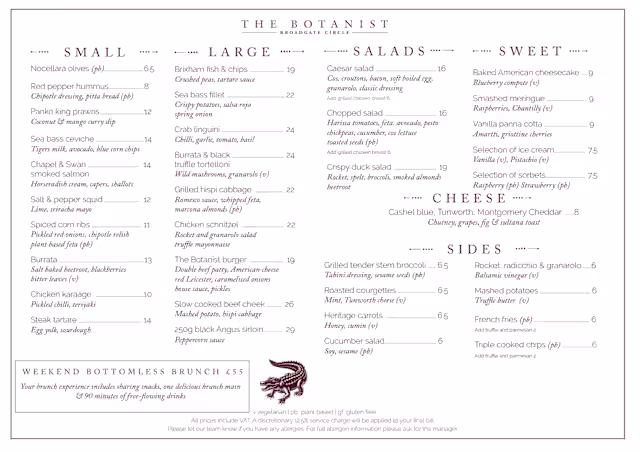 The Botanist Menu.pdf Menus 2026 - The Botanist Broadgate Circle in London | TheFork