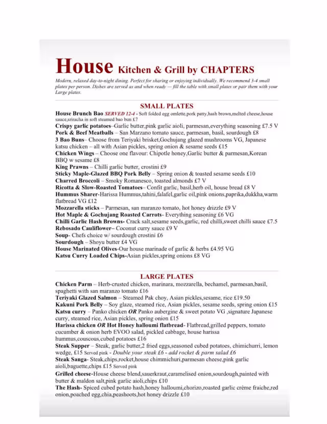 Ghost House Chapter Menu House Kitchen & Grill By chapters in Durham - Restaurant Reviews, Menus ...
