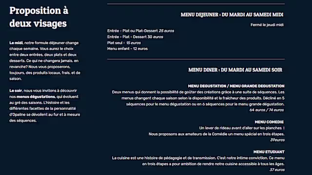 Opaline Menu Menus 2026 - Restaurant Opaline in La Rochelle | TheFork