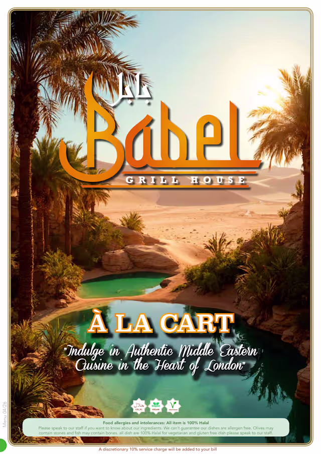 Menu 2026 - Babel Grill House in London | TheFork