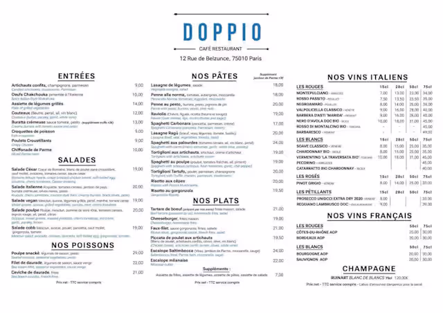Menu 2026 - Doppio em Paris | TheFork