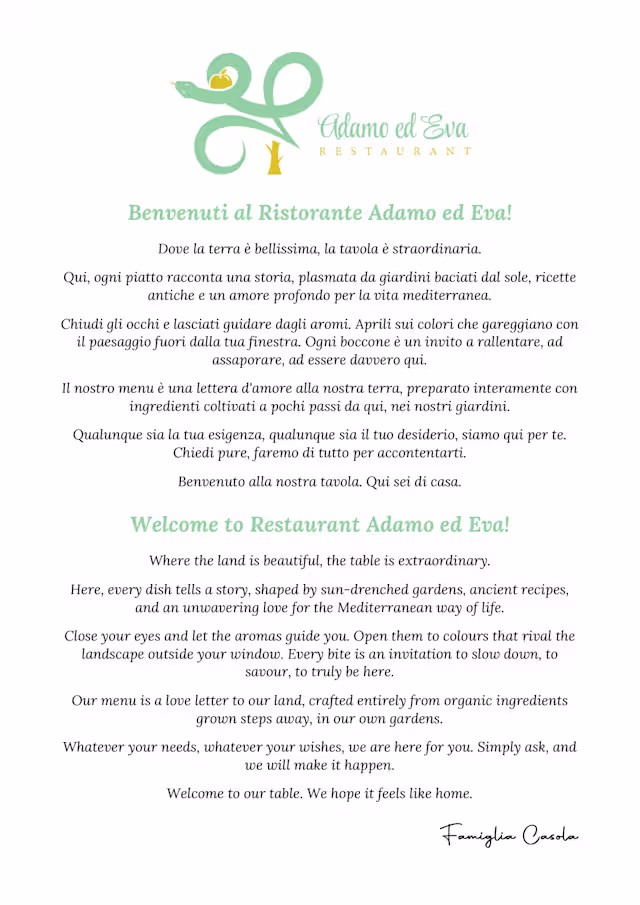 Eden Roc Menu Menu 2026 - Adamo ed Eva by Hotel Eden Roc in Positano | TheFork