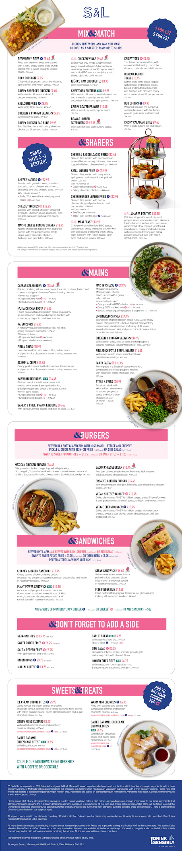 Menus 2026 - Slug & Lettuce o2 in London | TheFork