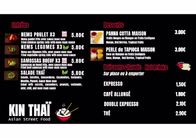 Menu 2026 - Kin Thaï in Saint-Malo | TheFork