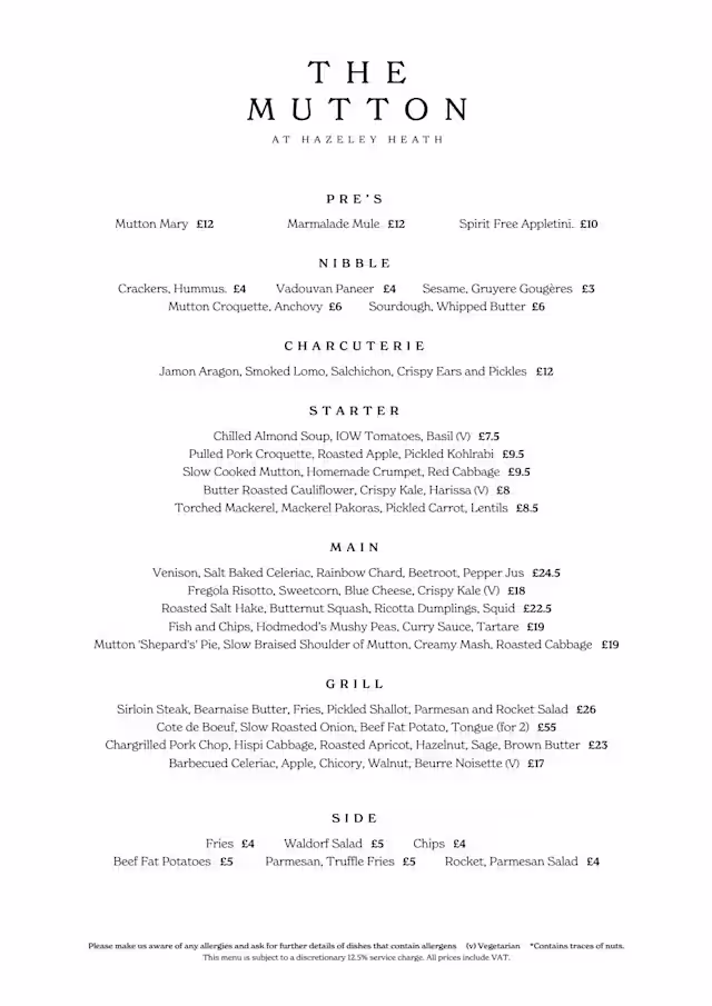 Mutton Menu List Menu 2026 - The Mutton in Hook | TheFork