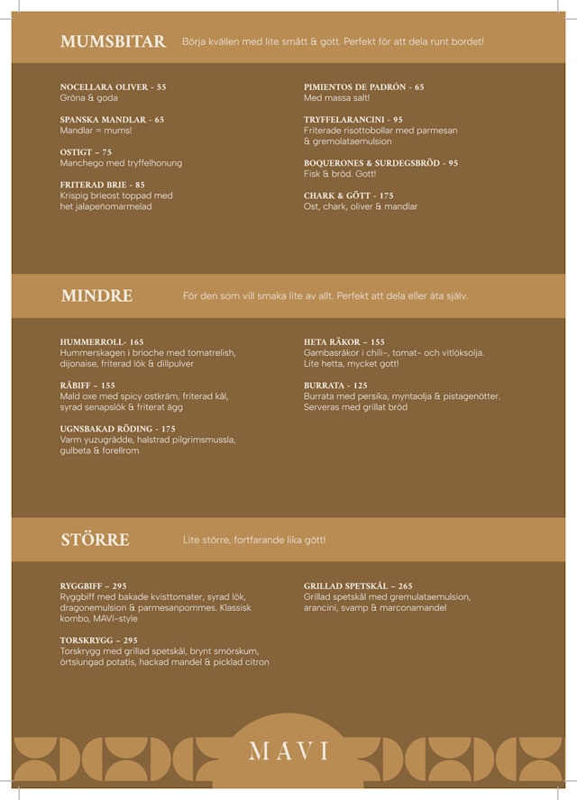 Menu 2026 - MAVI Helsingborg in Helsingborg | TheFork