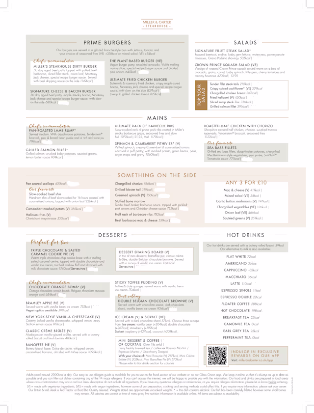 Menus 2026 - Miller & Carter - Cardiff The Hayes in Cardiff | TheFork