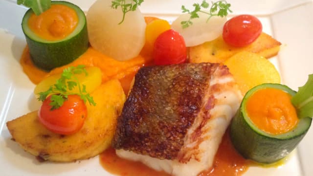 Dos de cabillaud et sa farandole de légumes glacés - Resto V