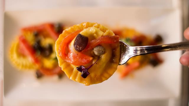 Codfish Ravioli with Tomatoes, Olives and Capers