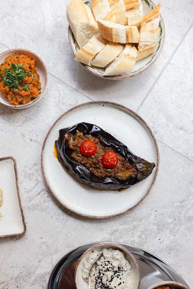 Aubergine farcie à la viande hachèe
