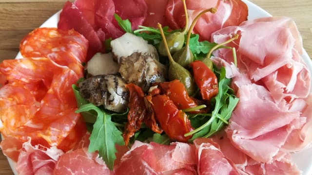 Assiette Antipasti : assortiment de charucteries italiennes