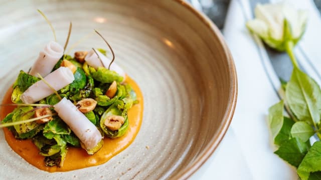  brussels sprouts • hazelnuts • Livar lardo