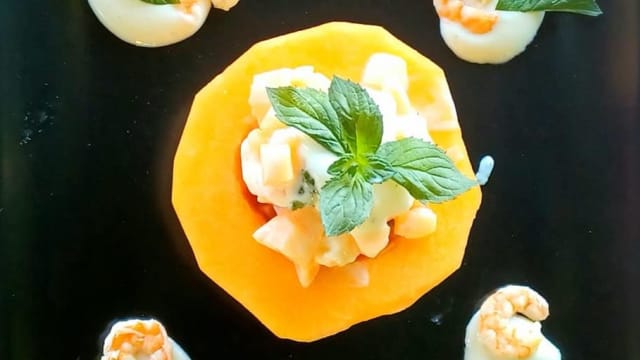 Melone con gamberi allo yogurt