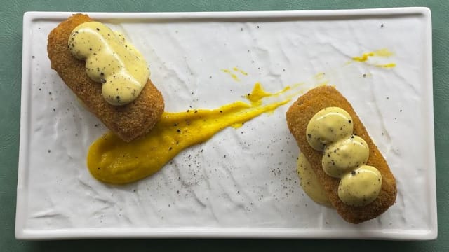 Lingotto agnello e zucca con maionese al pepe nero