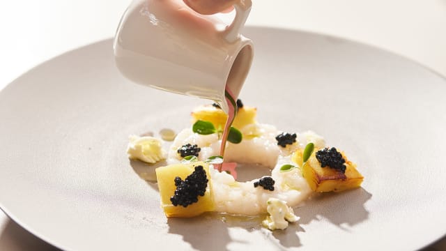 Scampi caviale e patate 