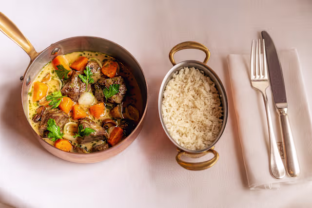 Veal blanquette, pilaf rice