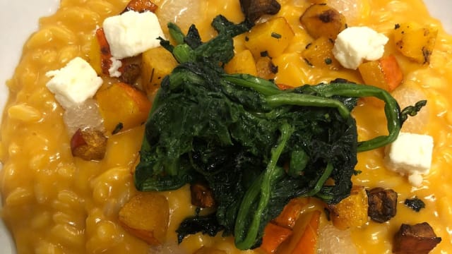 Risotto zucca, cime di rapa e lait brusc