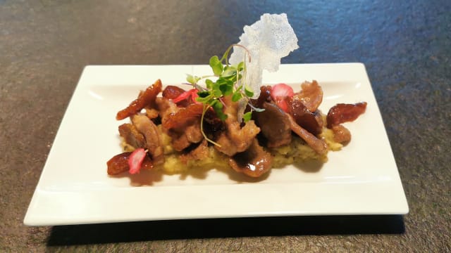 Pluma ibérica amb parmentier trufada i figues