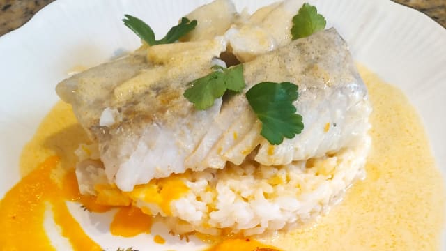 Dos de lieu et crème au safran briard