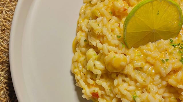 Risotto Carnaroli con Gamberi, Lime e Stracciatella