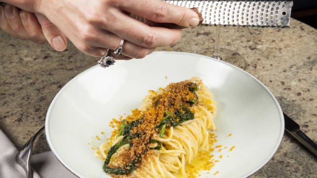 Spagghetti faites main avec poutargue et légumes