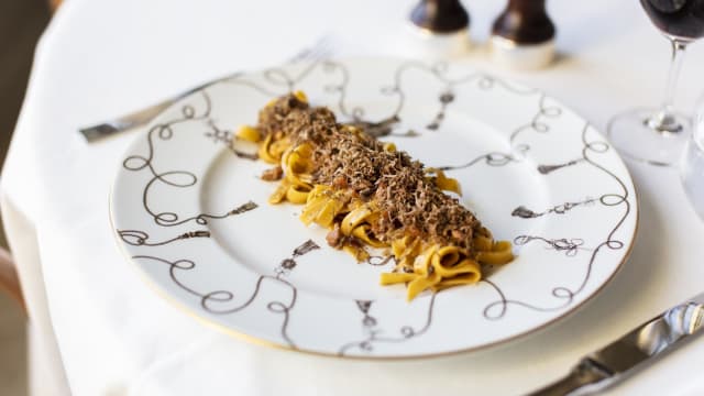 Home made tagliatelle with rabbit ragu