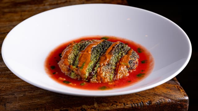 RISO AL SALTO E GAZPACHO DI POMODORO