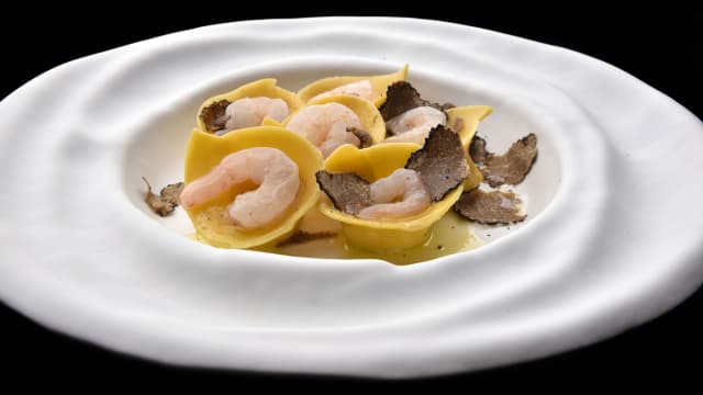 Cappelletti al tartufo e Gambero rosa