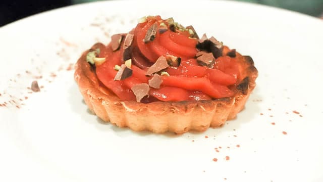 Crostatina al gelo di melone con crema inglese al gelsomino