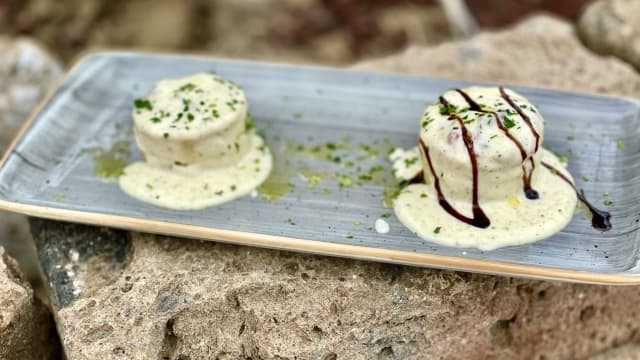 Tortini di patate baccala’ e crema di grana
