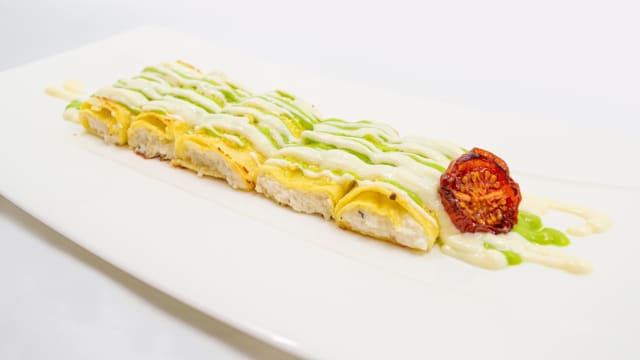 I Cannoncini di Pasta Sfoglia del Casaro in Crema di Piselli e Fonduta al Blu di Bufala