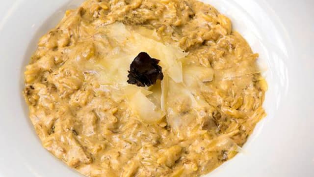 Risotto de trigo con setas y parmesano