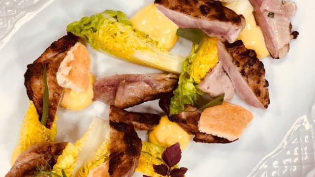 Petto di Quaglia al Vin Santo e Dragoncello cuori di lattuga e parmiggiano 36 mesi.