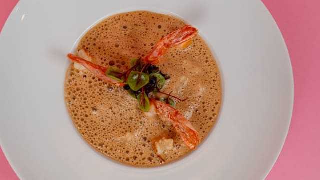 Risotto de gambas sauvages, émulsion de crustacés