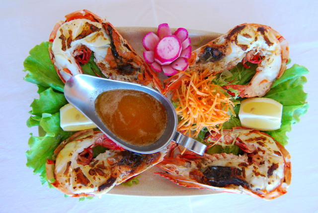 Gambas tigre no churrasco