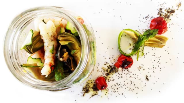 Vasocottura di Gamberi, Vongole e Verdure