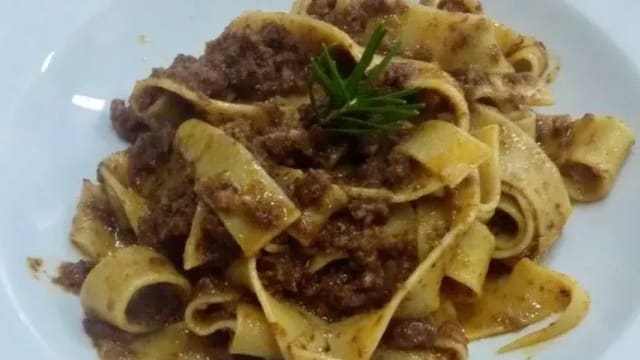 Pappardelle tagliate a coltello con ragù di cinghiale