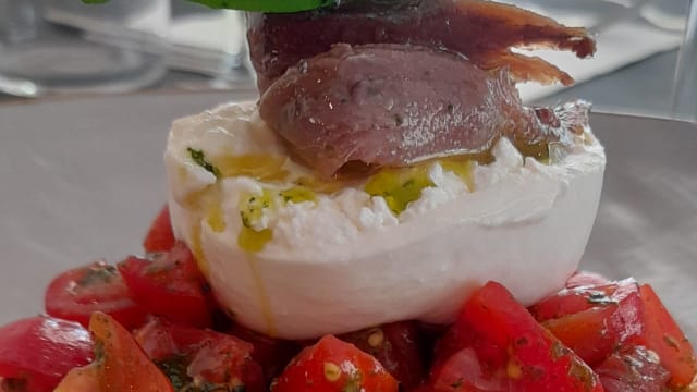 Frisellina pugliese con burrata e acciuga del Cantabrico