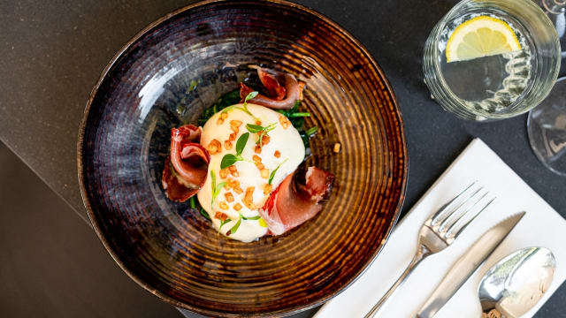 Poached Egg, Spinach, Parmesan Foam & Coppa di Parma