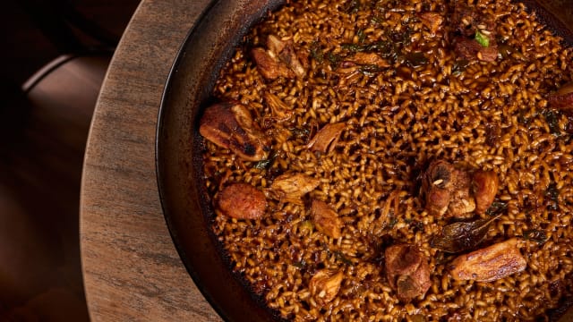 Arroz de motaña con Pollo, Costilla y Cansalada crujiente