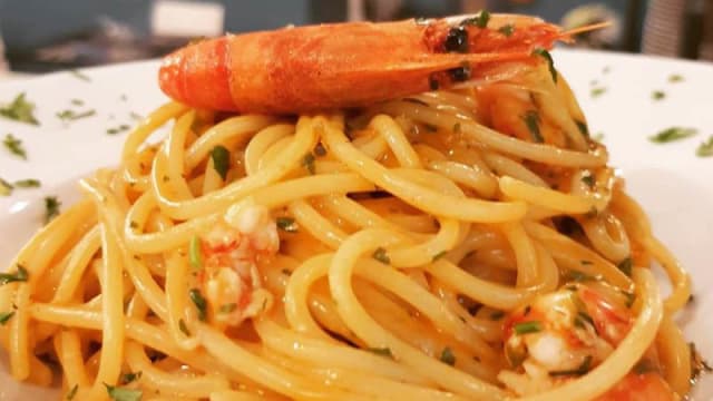Spaghetti aglio olio peperoncino e gambero rosso