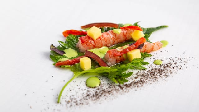 gambero rosso di Mazzara con shiso verde