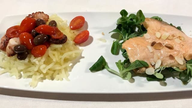 Antipasto salmone e polipo