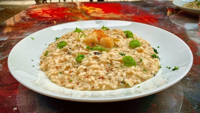 risotto carnaroli tartufo nero estivo e capesante